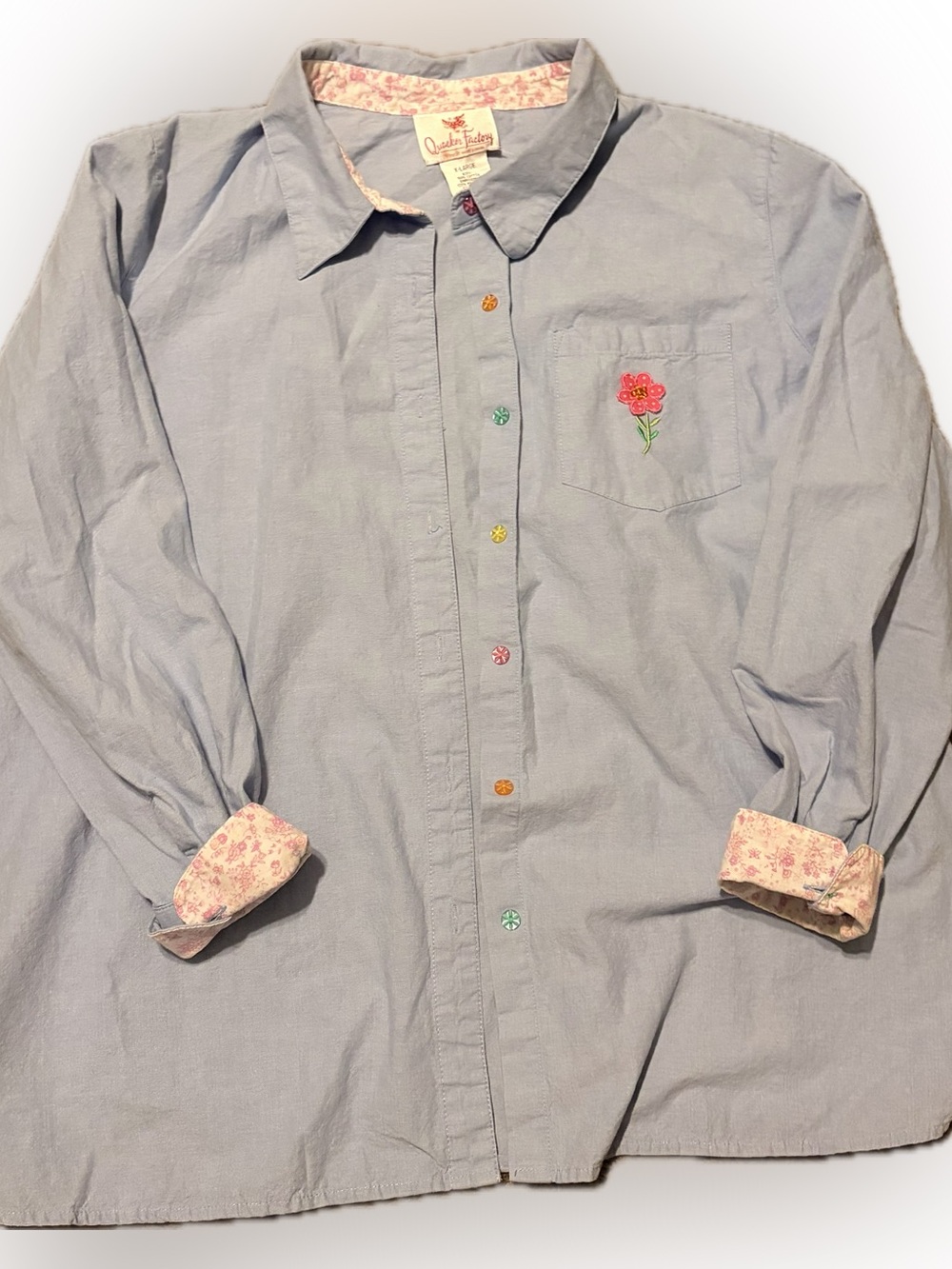 Quacker Factory 100% Cotton Button Down Shirt